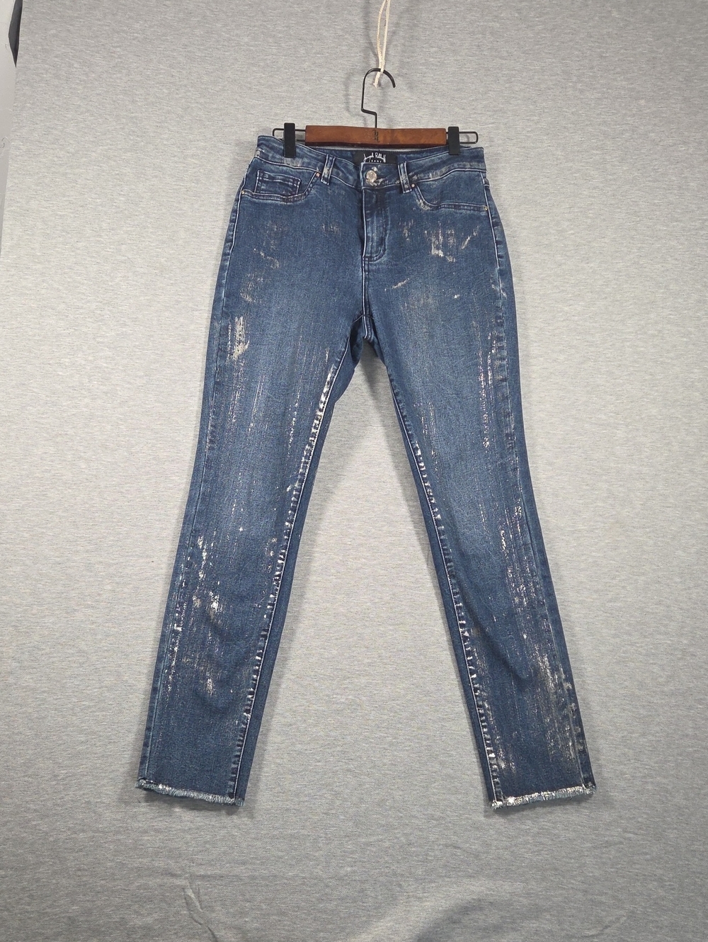 Joseph Ribkoff Blue Skinny Jeans with Paint-Effect Detailing